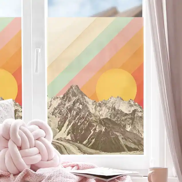 Zertifiziert Berge mit buntem Himmel Fensterfolie