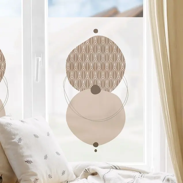 Abstrakte Formen - Kreise in Beige Fensterfolie Jetzt Bestellen