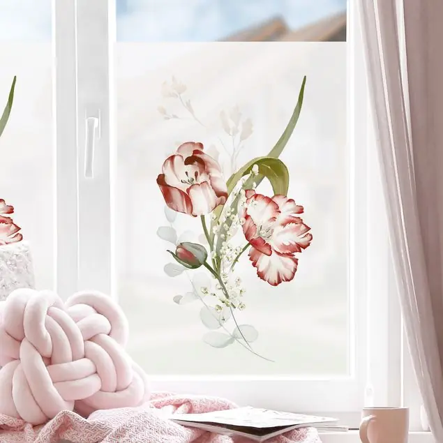 Schneller Versand Zarte Aquarell Tulpen Fensterfolie