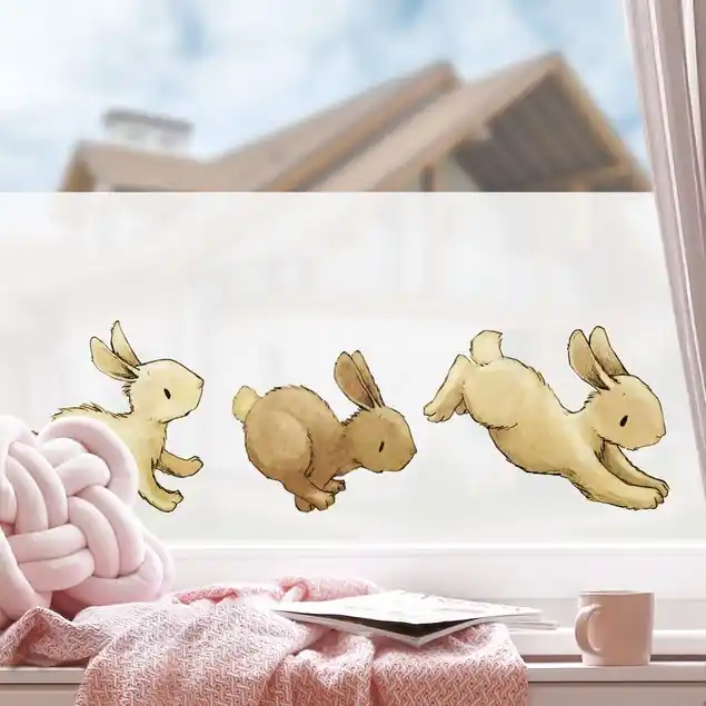 Preisreduziert Hoppelnde Häschen Fensterfolie