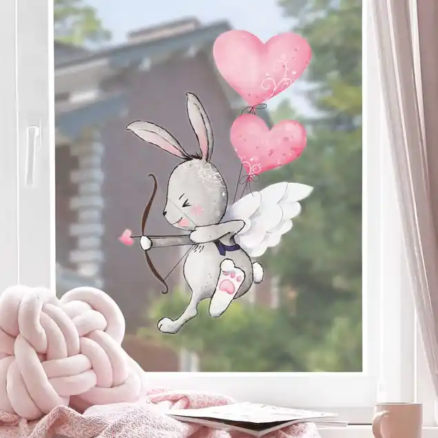 Hase Amor am Herzluftballon Fensteraufkleber Must-Have