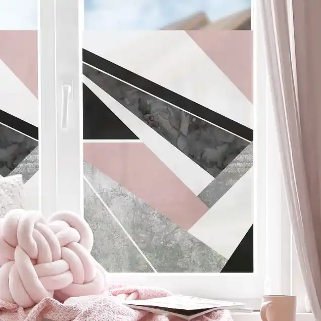 Schwarz Rosa Geometrie Fensterfolie Wochenendangebot