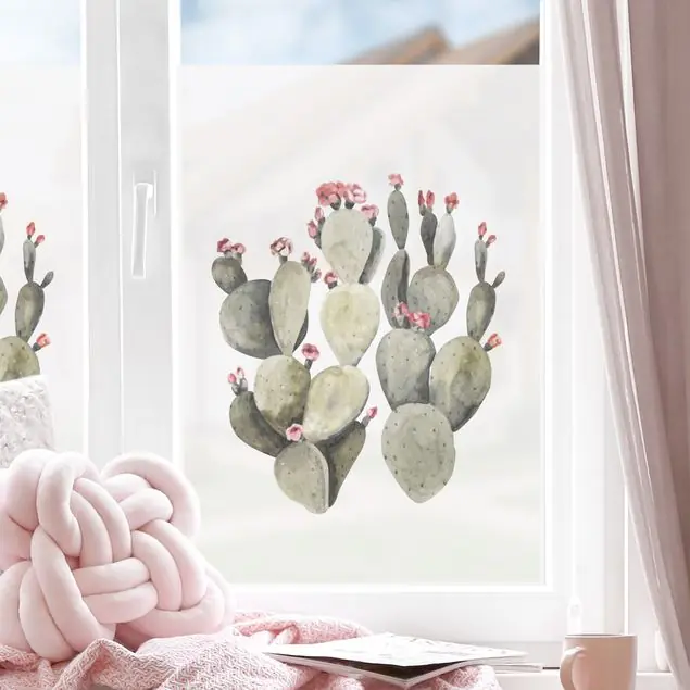 Markenprodukt Aquarell Zwei Kakteen Fensterfolie