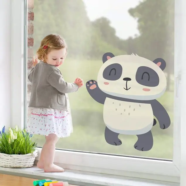 Ausverkauf Winkender Panda Fensteraufkleber
