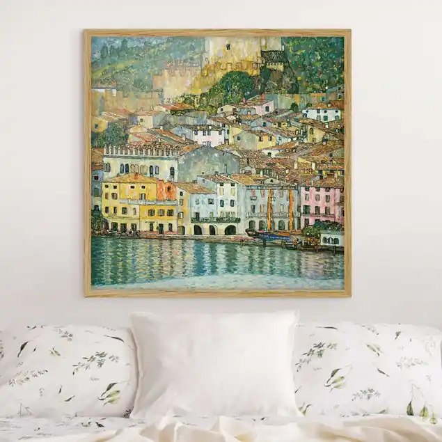 Aktuell Gustav Klimt - Malcesine am Gardasee Bild mit Rahmen - Quadrat