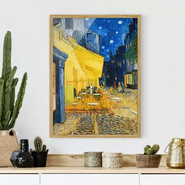 Vincent van Gogh - Café-Terrasse in Arles Bild mit Rahmen - Hochformat Markenprodukt