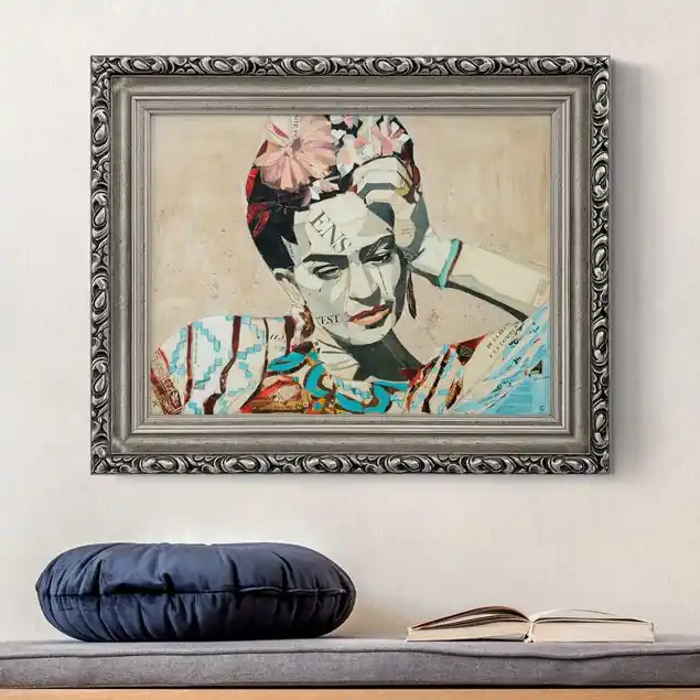 Frida Kahlo - Collage No.1 Gerahmtes Leinwandbild Echt