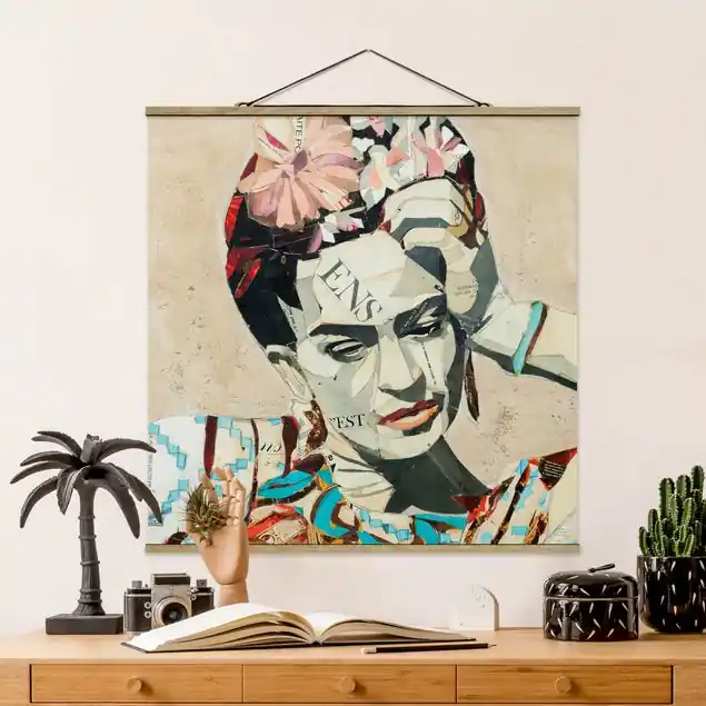Frida Kahlo - Collage No.1 Stoffbild - Quadrat Neuheit