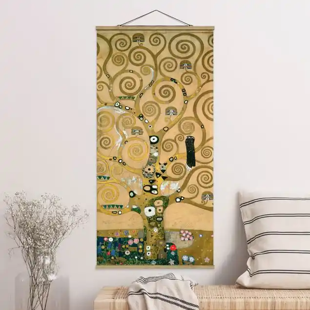 Gustav Klimt - Der Lebensbaum Stoffbild - Hochformat Sonderangebot