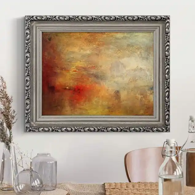 Preisknaller Joseph Mallord William Turner - Sonnenuntergang über einem See Gerahmtes Leinwandbild