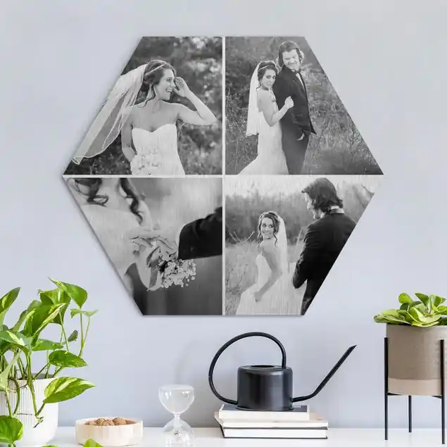 Hexagon Bild Alu-Dibond gebürstet selbst gestalten Hexagon Bild Alu-Dibond Designer Rabatt