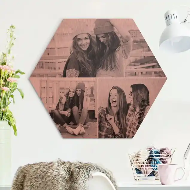 Hexagon Bild Alu-Dibond gebürstet Kupfer selbst gestalten Hexagon Bild Alu-Dibond Designer Direktkauf