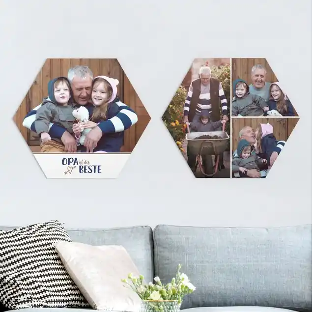 Begrenztes Angebot 2-teiliges Hexagon Bild Alu-Dibond seidenmatt selbst gestalten Hexagon Bild Alu-Dibond Designer