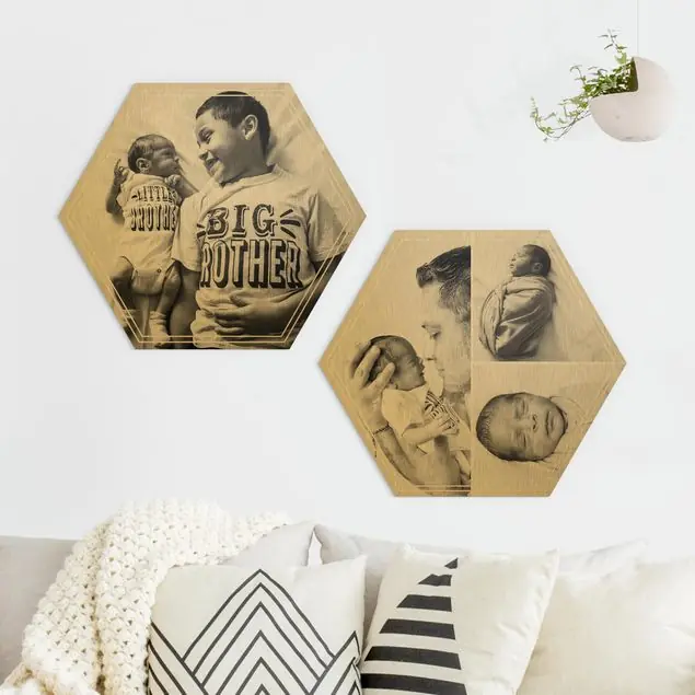 2-teiliges Hexagon Bild Alu-Dibond gebürstet Gold selbst gestalten Hexagon Bild Alu-Dibond Designer Nur Heute