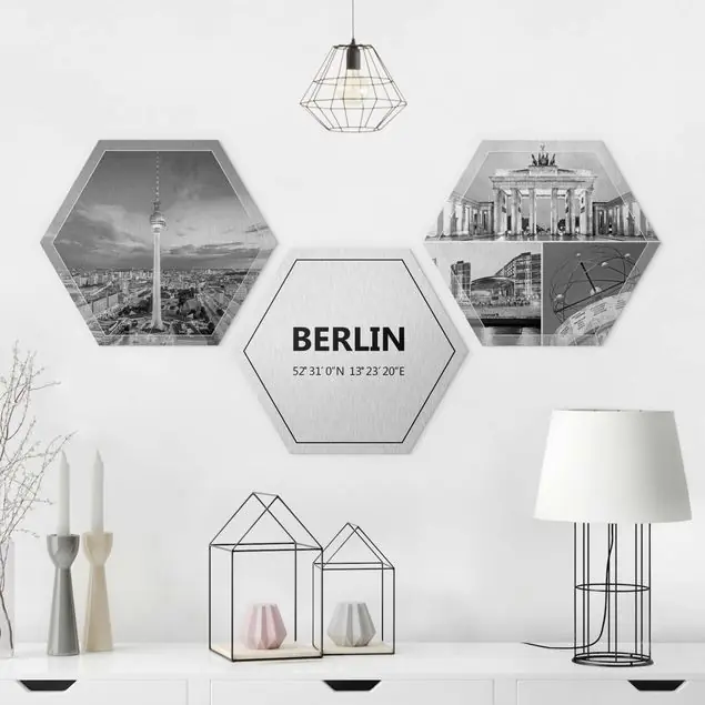 3-teiliges Hexagon Bild Alu-Dibond gebürstet selbst gestalten Hexagon Bild Alu-Dibond Designer Garantierte Lieferung