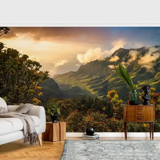 Insel Kauai Hawaii bei Sonnenuntergang Fototapete • Vliestapete + Kleister • hergestellt in Deutschland Must-Have