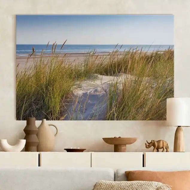 Stranddüne am Meer                               Akustikbild • 4 cm Massivholz-Keilrahmen • effektiver Akustikabsorberkern • für angenehme Raumakustik • gefertigt in Deutschland Schneller Versand