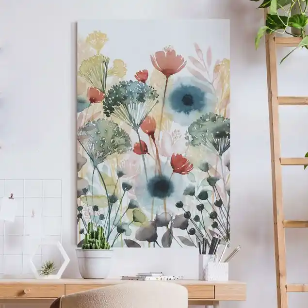 Wildblumen im Sommer I Akustikbild • 4 cm Massivholz-Keilrahmen • effektiver Akustikabsorberkern • für angenehme Raumakustik • gefertigt in Deutschland Rabatt
