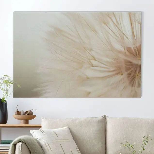 Weiche Pusteblume Akustikbild • 4 cm Massivholz-Keilrahmen • effektiver Akustikabsorberkern • für angenehme Raumakustik • gefertigt in Deutschland Markenprodukt