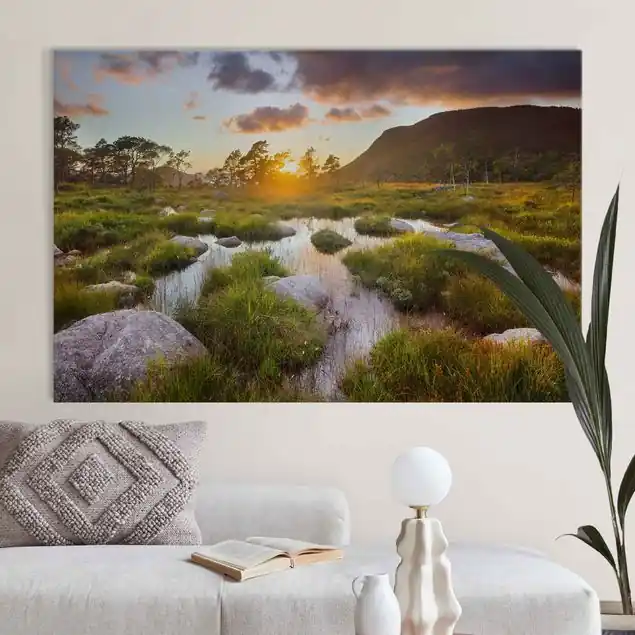 Ausverkauf Tverrdalsbekken in Norwegen Akustikbild • 4 cm Massivholz-Keilrahmen • effektiver Akustikabsorberkern • für angenehme Raumakustik • gefertigt in Deutschland