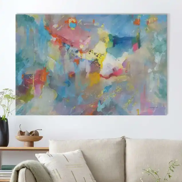 Pastell-Explosion Akustikbild • 4 cm Massivholz-Keilrahmen • effektiver Akustikabsorberkern • für angenehme Raumakustik • gefertigt in Deutschland Sonderangebot