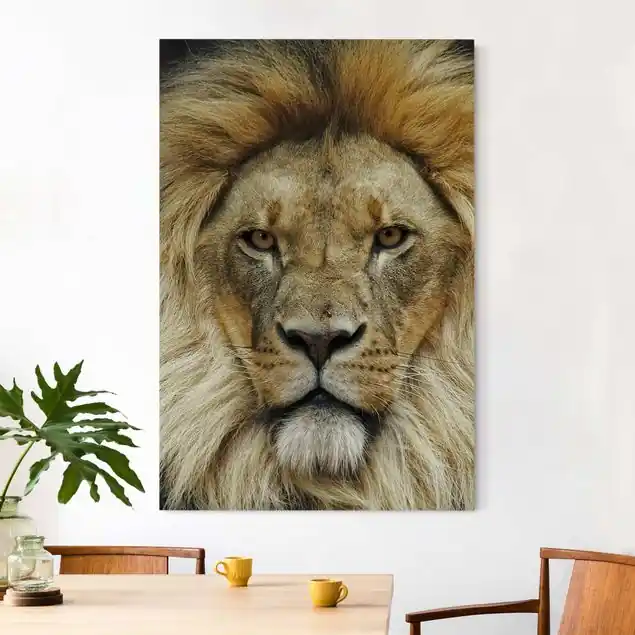 Zertifiziert Wisdom of Lion Akustikbild • 4 cm Massivholz-Keilrahmen • effektiver Akustikabsorberkern • für angenehme Raumakustik • gefertigt in Deutschland