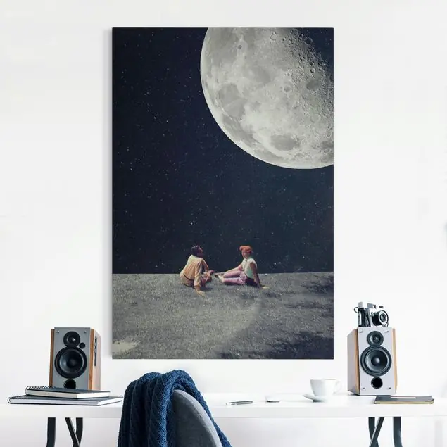 Zweisamkeit im Mondlicht Akustikbild • 4 cm Massivholz-Keilrahmen • effektiver Akustikabsorberkern • für angenehme Raumakustik • gefertigt in Deutschland Super-Preis