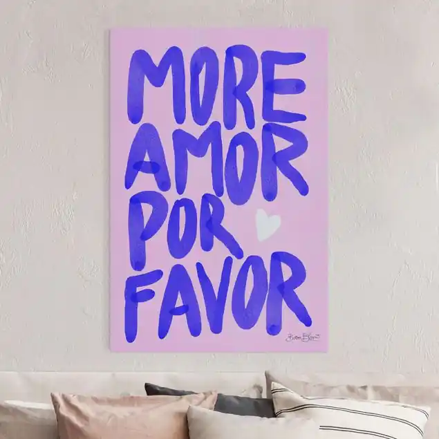 Sichere Zahlung More Amor Por Favor Blau Akustikbild • 4 cm Massivholz-Keilrahmen • effektiver Akustikabsorberkern • für angenehme Raumakustik • gefertigt in Deutschland