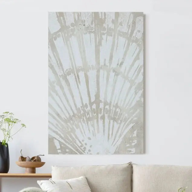 Neue Ware Muschel Silhouette auf Leinen Akustikbild • 4 cm Massivholz-Keilrahmen • effektiver Akustikabsorberkern • für angenehme Raumakustik • gefertigt in Deutschland