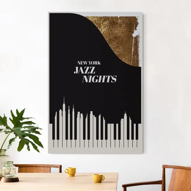 New York Jazz Nights Akustikbild • 4 cm Massivholz-Keilrahmen • effektiver Akustikabsorberkern • für angenehme Raumakustik • gefertigt in Deutschland Online Kaufen