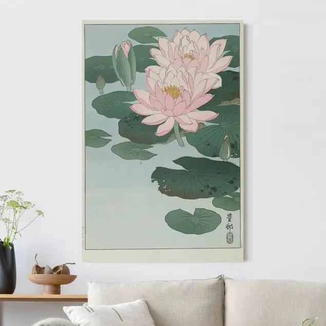 Must-Have Ohara Shôson - Seerosen Akustikbild • 4 cm Massivholz-Keilrahmen • effektiver Akustikabsorberkern • für angenehme Raumakustik • gefertigt in Deutschland