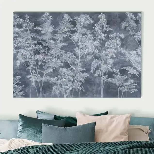 Zart aquarellierter Bambuswald Akustikbild • 4 cm Massivholz-Keilrahmen • effektiver Akustikabsorberkern • für angenehme Raumakustik • gefertigt in Deutschland Angebot