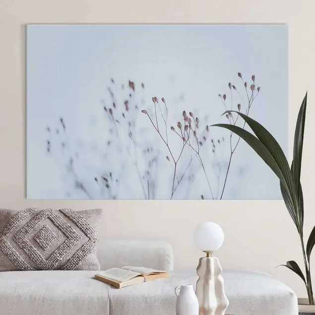 Direkt Vom Hersteller Zartblaue Wildblumen Akustikbild • 4 cm Massivholz-Keilrahmen • effektiver Akustikabsorberkern • für angenehme Raumakustik • gefertigt in Deutschland