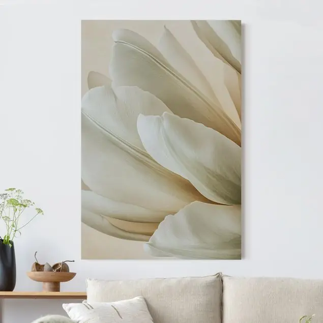 Jetzt Bestellen Zarte Tulpenblüten Rosé Akustikbild • 4 cm Massivholz-Keilrahmen • effektiver Akustikabsorberkern • für angenehme Raumakustik • gefertigt in Deutschland