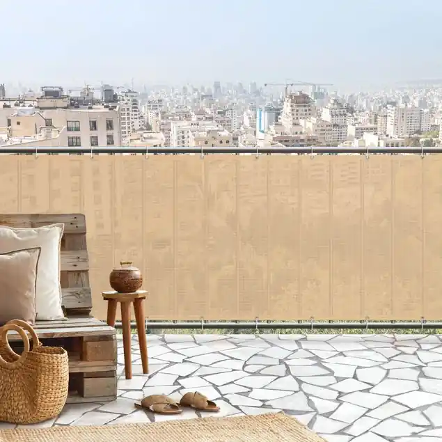 Pastell Orange Balkon Sichtschutz • winddurchlässiges Mesh • fertig geöst & inkl. Kabelbinder • Schutzbeschichtung • verstärkte Ränder • gefertigt in Deutschland Heißes Angebot