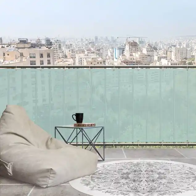 Top-Seller Pastell Mint Balkon Sichtschutz • winddurchlässiges Mesh • fertig geöst & inkl. Kabelbinder • Schutzbeschichtung • verstärkte Ränder • gefertigt in Deutschland