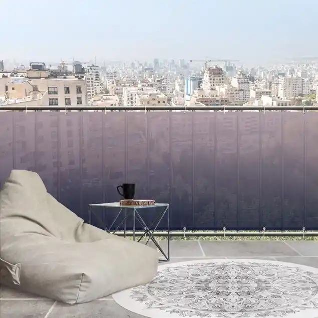 Violett Farbverlauf Balkon Sichtschutz • winddurchlässiges Mesh • fertig geöst & inkl. Kabelbinder • Schutzbeschichtung • verstärkte Ränder • gefertigt in Deutschland Top-Seller