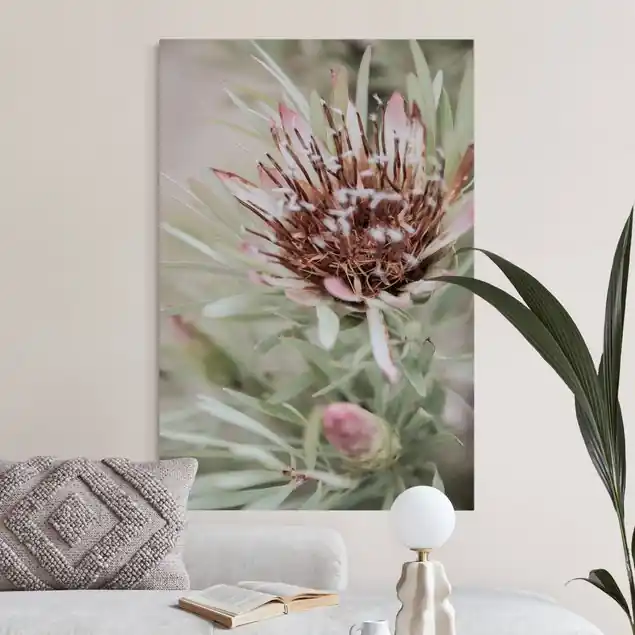 Trockenblume in Rosa und Grün Akustikbild • 4 cm Massivholz-Keilrahmen • effektiver Akustikabsorberkern • für angenehme Raumakustik • gefertigt in Deutschland Direktkauf