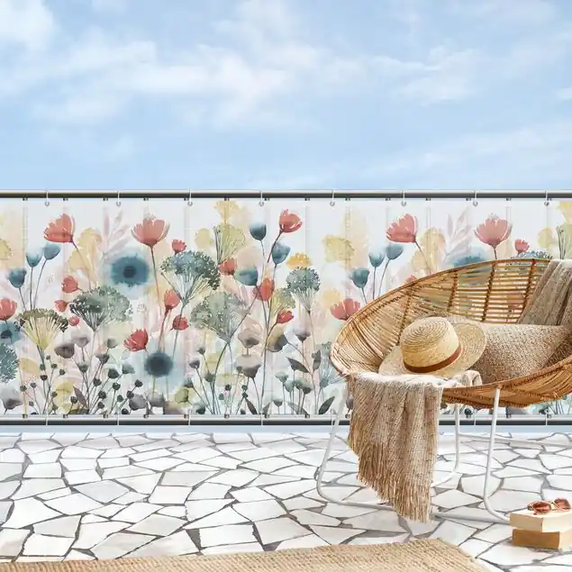 Günstig Wildblumen im Sommer III Balkon Sichtschutz • winddurchlässiges Mesh • fertig geöst & inkl. Kabelbinder • Schutzbeschichtung • verstärkte Ränder • gefertigt in Deutschland