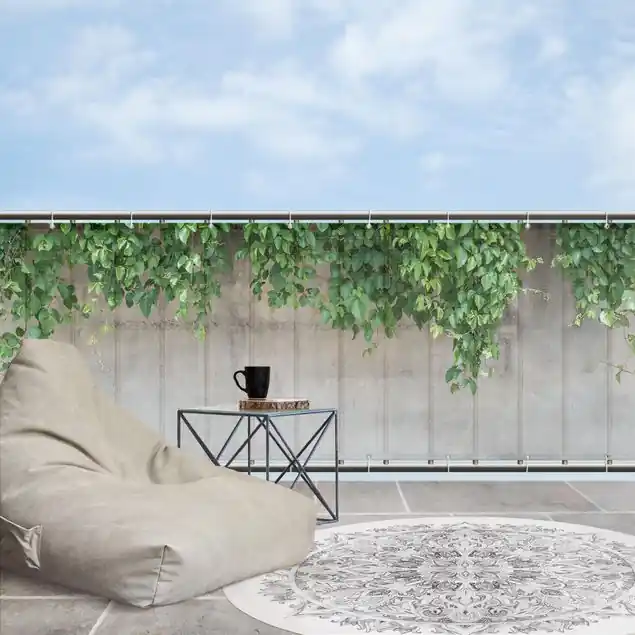 Neue Kollektion Mauer mit Efeu Balkon Sichtschutz • winddurchlässiges Mesh • fertig geöst & inkl. Kabelbinder • Schutzbeschichtung • verstärkte Ränder • gefertigt in Deutschland
