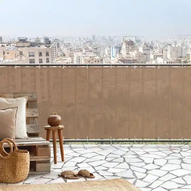 Meistverkauft Beige Balkon Sichtschutz • winddurchlässiges Mesh • fertig geöst & inkl. Kabelbinder • Schutzbeschichtung • verstärkte Ränder • gefertigt in Deutschland