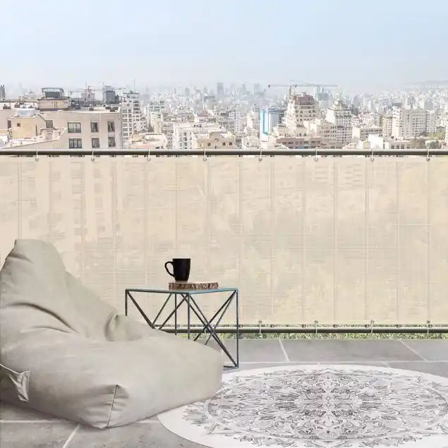 Pastell Gelb Balkon Sichtschutz • winddurchlässiges Mesh • fertig geöst & inkl. Kabelbinder • Schutzbeschichtung • verstärkte Ränder • gefertigt in Deutschland Highlight