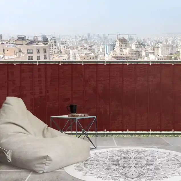 Dunkel Rot Balkon Sichtschutz • winddurchlässiges Mesh • fertig geöst & inkl. Kabelbinder • Schutzbeschichtung • verstärkte Ränder • gefertigt in Deutschland Neu