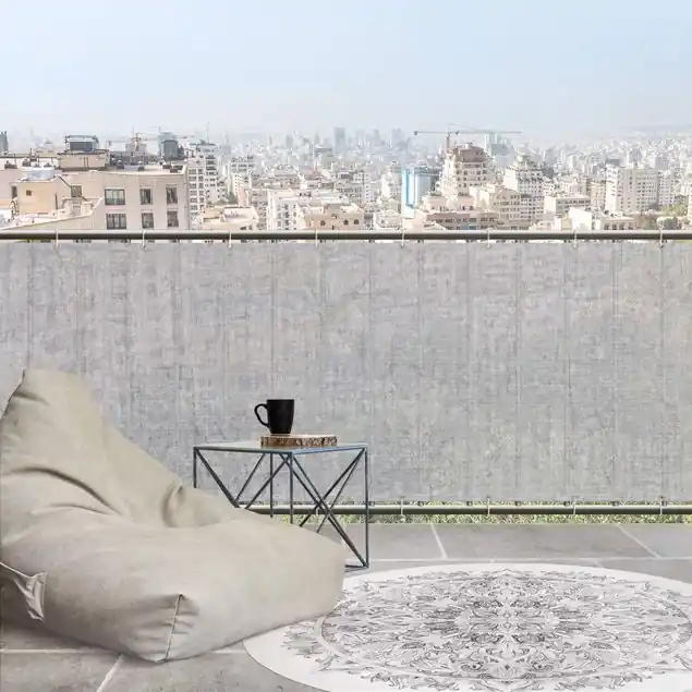 Finale Aktion Beton Ciré Tapete Balkon Sichtschutz • winddurchlässiges Mesh • fertig geöst & inkl. Kabelbinder • Schutzbeschichtung • verstärkte Ränder • gefertigt in Deutschland