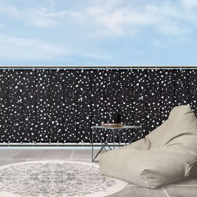 Detailliertes Terrazzo Muster Palermo Balkon Sichtschutz • winddurchlässiges Mesh • fertig geöst & inkl. Kabelbinder • Schutzbeschichtung • verstärkte Ränder • gefertigt in Deutschland Neuheit