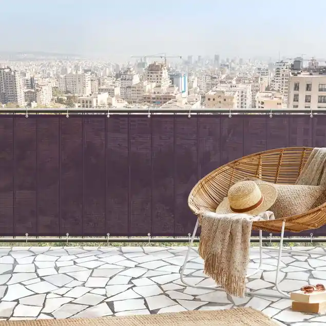 Dunkles Violett Balkon Sichtschutz • winddurchlässiges Mesh • fertig geöst & inkl. Kabelbinder • Schutzbeschichtung • verstärkte Ränder • gefertigt in Deutschland Ausverkauf