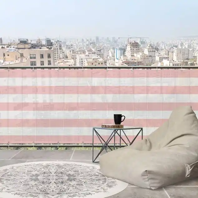 Direktkauf Querstreifen in Blass Pink Balkon Sichtschutz • winddurchlässiges Mesh • fertig geöst & inkl. Kabelbinder • Schutzbeschichtung • verstärkte Ränder • gefertigt in Deutschland