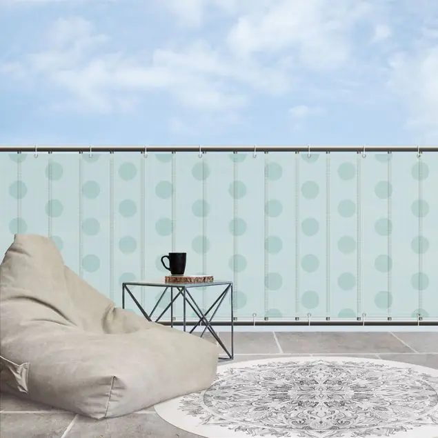 Punkte in Pastell Mint Balkon Sichtschutz • winddurchlässiges Mesh • fertig geöst & inkl. Kabelbinder • Schutzbeschichtung • verstärkte Ränder • gefertigt in Deutschland Top-Preis