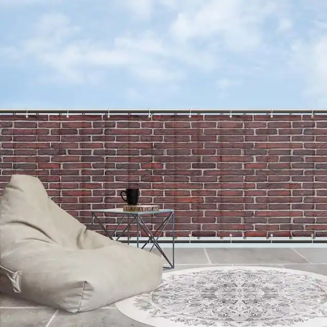 Billig Backsteinwand rot Balkon Sichtschutz • winddurchlässiges Mesh • fertig geöst & inkl. Kabelbinder • Schutzbeschichtung • verstärkte Ränder • gefertigt in Deutschland