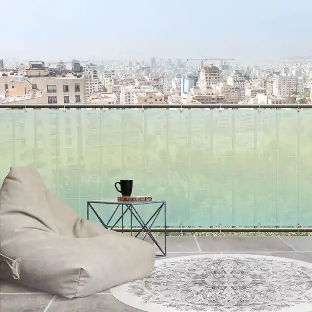 Mint Farbverlauf Balkon Sichtschutz • winddurchlässiges Mesh • fertig geöst & inkl. Kabelbinder • Schutzbeschichtung • verstärkte Ränder • gefertigt in Deutschland Preis Gesenkt